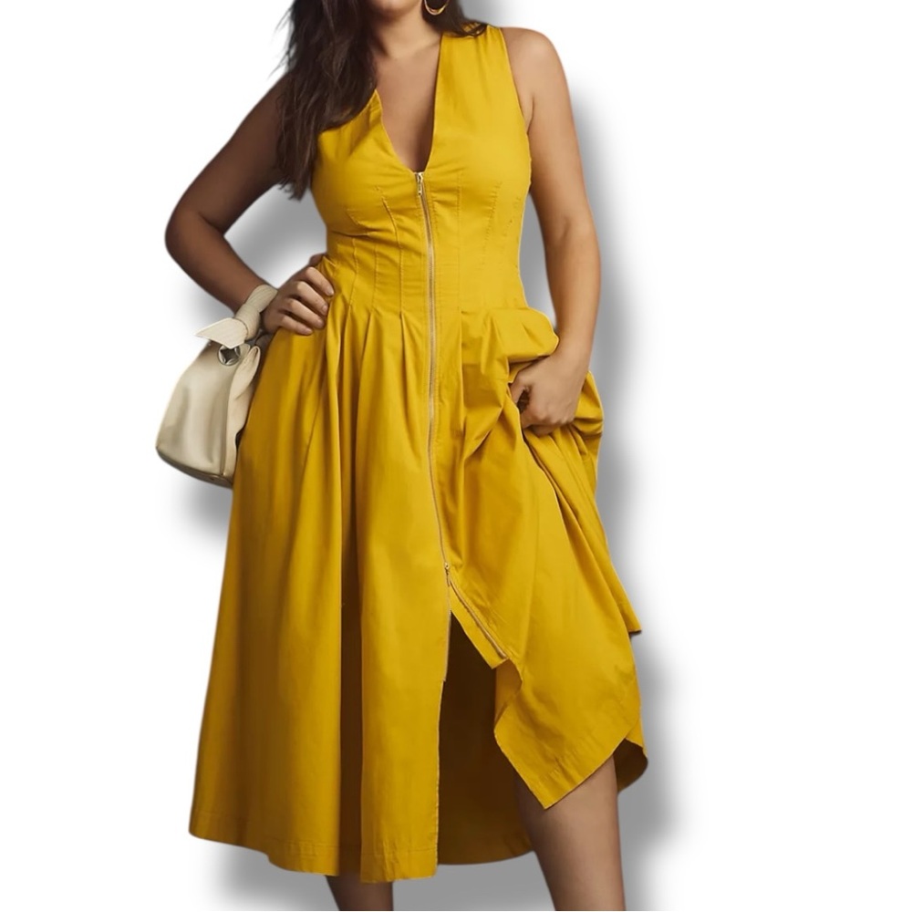 Anthropologie Sleeveless V-Neck Corset Midi Dress Plus Size 3X